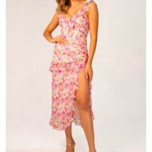 Floral midi dress with slit